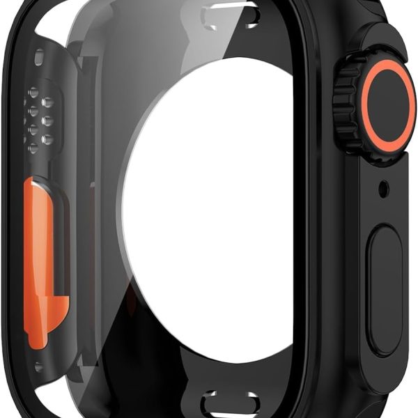 NALACAL Compatible with Apple Watch Series 10 46mm Screen Protector Change to Ultra, PC Case Tempered Glass Film Bumper Protective Cover for iWatch 46mm Series 10
