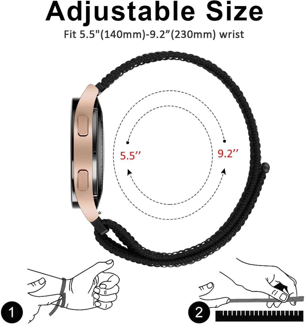 ⁦Nylon Strap for Garmin Forerunner 245/645 /55 Music Watch Band,20mm Nylon Quick Release Replacement Band for Garmin Forerunner 55/245/645/645 Music for Women Men⁩ - الصورة ⁦3⁩