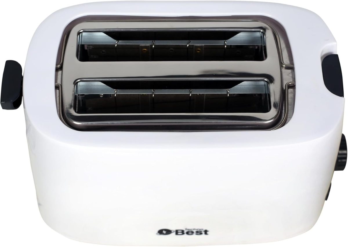 ⁦Techno Best 650W 2 Slice Electric Toaster/Efficient Breakfast Toasting/Breakfast machine with Browning control/Plastic/White/BET-01P⁩ - الصورة ⁦6⁩