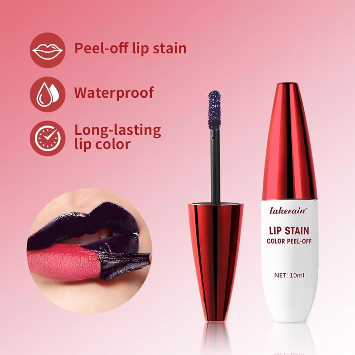 ⁦3Pcs Peel Off Lip Liner Stain, Peel Off Lip Stain Lip Tint, Long Lasting Waterproof Lip Liner Stain Peel Off Liquid Lipstick, Matte Finish Lip Stain Peel Off Makeup for Women Girls⁩ - الصورة ⁦3⁩
