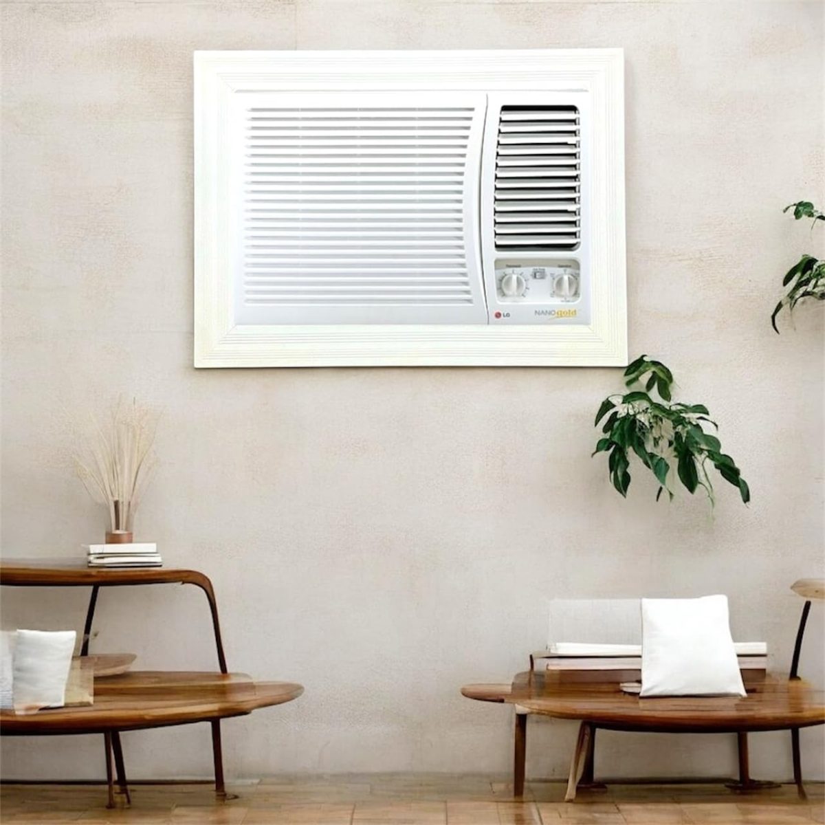 ⁦Generic Window Air Conditioner Frame Wooden Decor Elegant Matte White Easy to Clean and Install (Living Room, Bedroom, Home Office)⁩ - الصورة ⁦4⁩