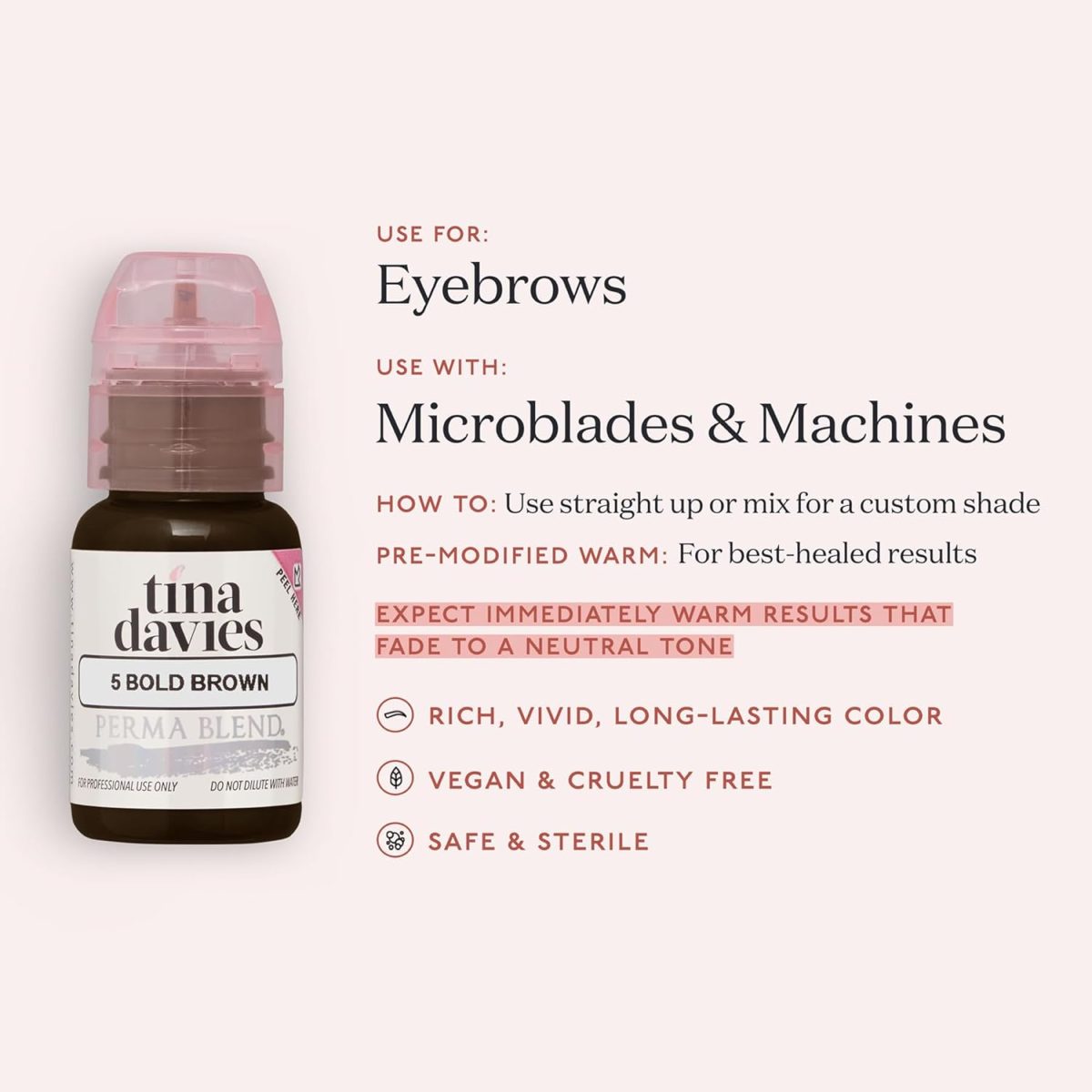 ⁦Tina Davies Professional X Perma Blend Brow Pigment - Permanent Eyebrow Makeup - Colours Heal True to Tone - High Retention - Bolder Brown, 1/2oz⁩ - الصورة ⁦6⁩