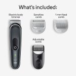 ⁦Braun Body Groomer 5 for Men, BG5340, Manscaping Tool, SkinShield Technology, Sensitive Comb, Lifetime Sharp Metal Blade, Body Groomer for Men, Gray/White⁩ - الصورة ⁦2⁩