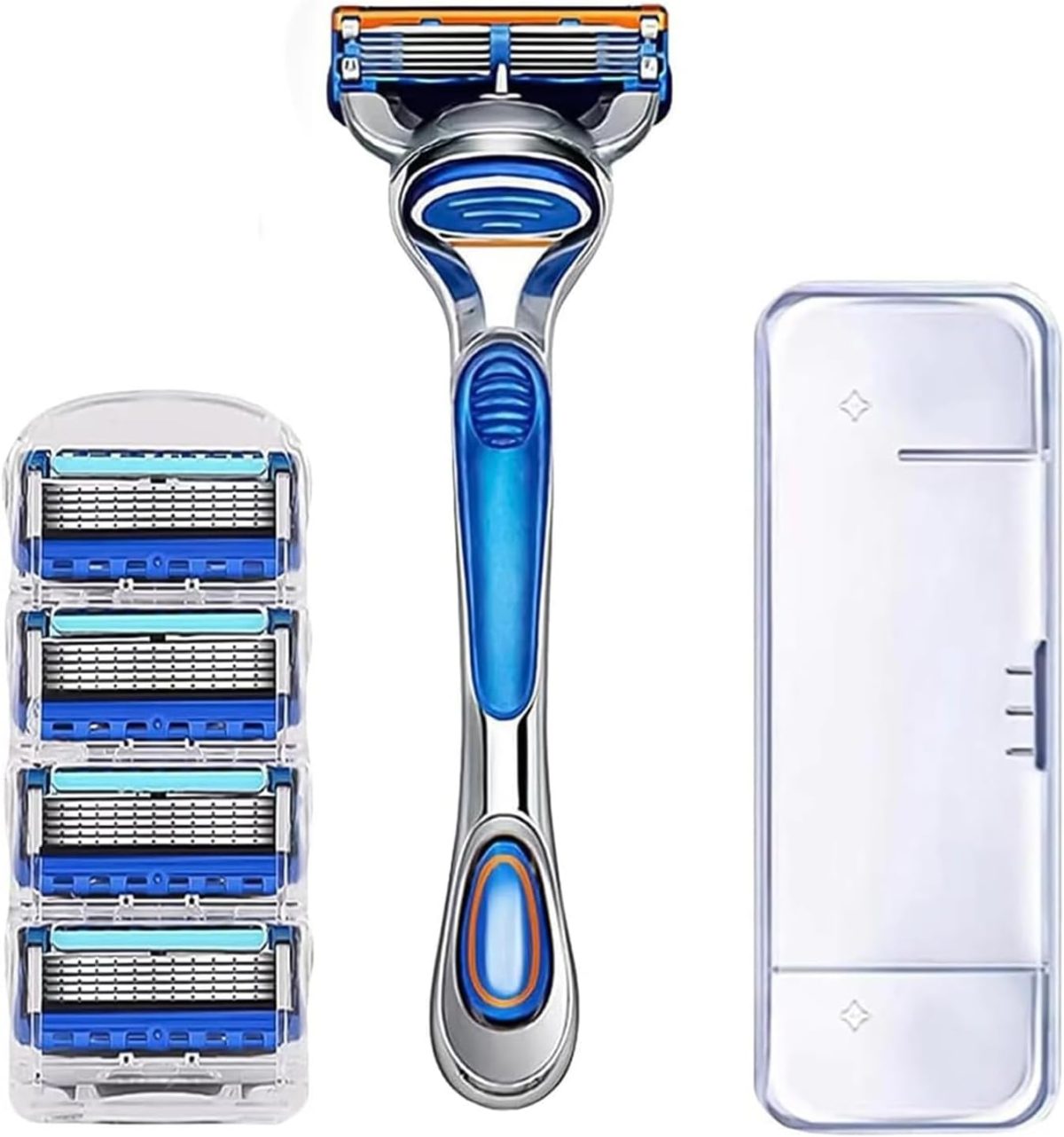 for Gillette Fusion Razors for Men, 1 for Gillette 5-Blade Razors Handle for Men’s Grooming, 4 Razor Blade Refills, Razor Blades with Lubrication Strip