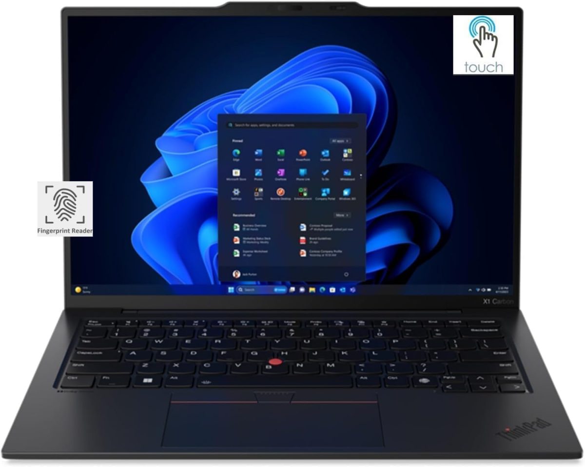 Lenovo Gen 12 ThinkPad X1 Carbon 21KC004AUS Laptop with Intel Ultra 7 165U vPro Processor, 14" WUXGA Touchscreen, 32GB RAM, 1TB SSD, FHD+ IR+ RGB Camera, and Windows 11 Pro