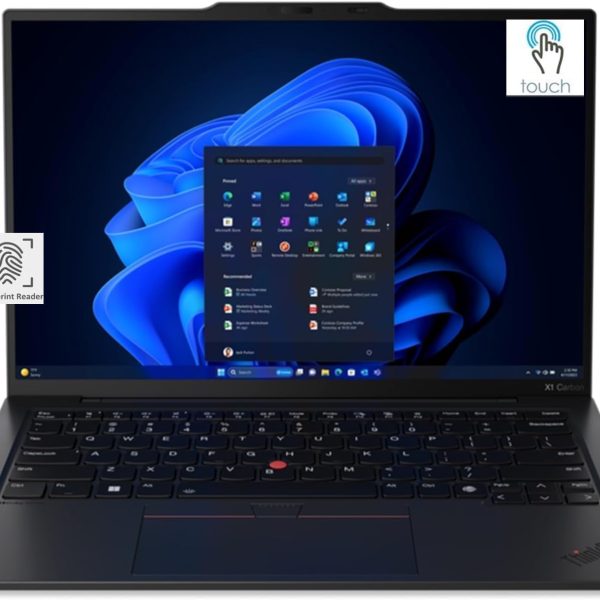 Lenovo Gen 12 ThinkPad X1 Carbon 21KC004AUS Laptop with Intel Ultra 7 165U vPro Processor, 14" WUXGA Touchscreen, 32GB RAM, 1TB SSD, FHD+ IR+ RGB Camera, and Windows 11 Pro