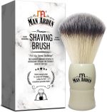 Man Arden Royal White Premium Shaving Brush With Ultra Soft & Absorbent Bristles & Long Handle | Cruelty Free | For A Smooth Shave