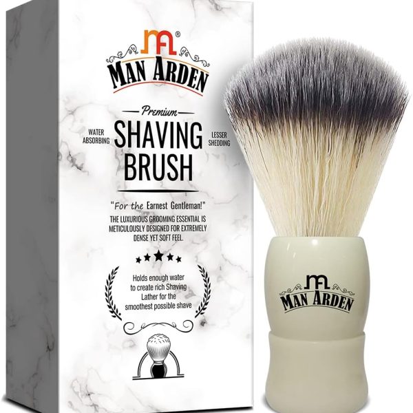 Man Arden Royal White Premium Shaving Brush With Ultra Soft & Absorbent Bristles & Long Handle | Cruelty Free | For A Smooth Shave