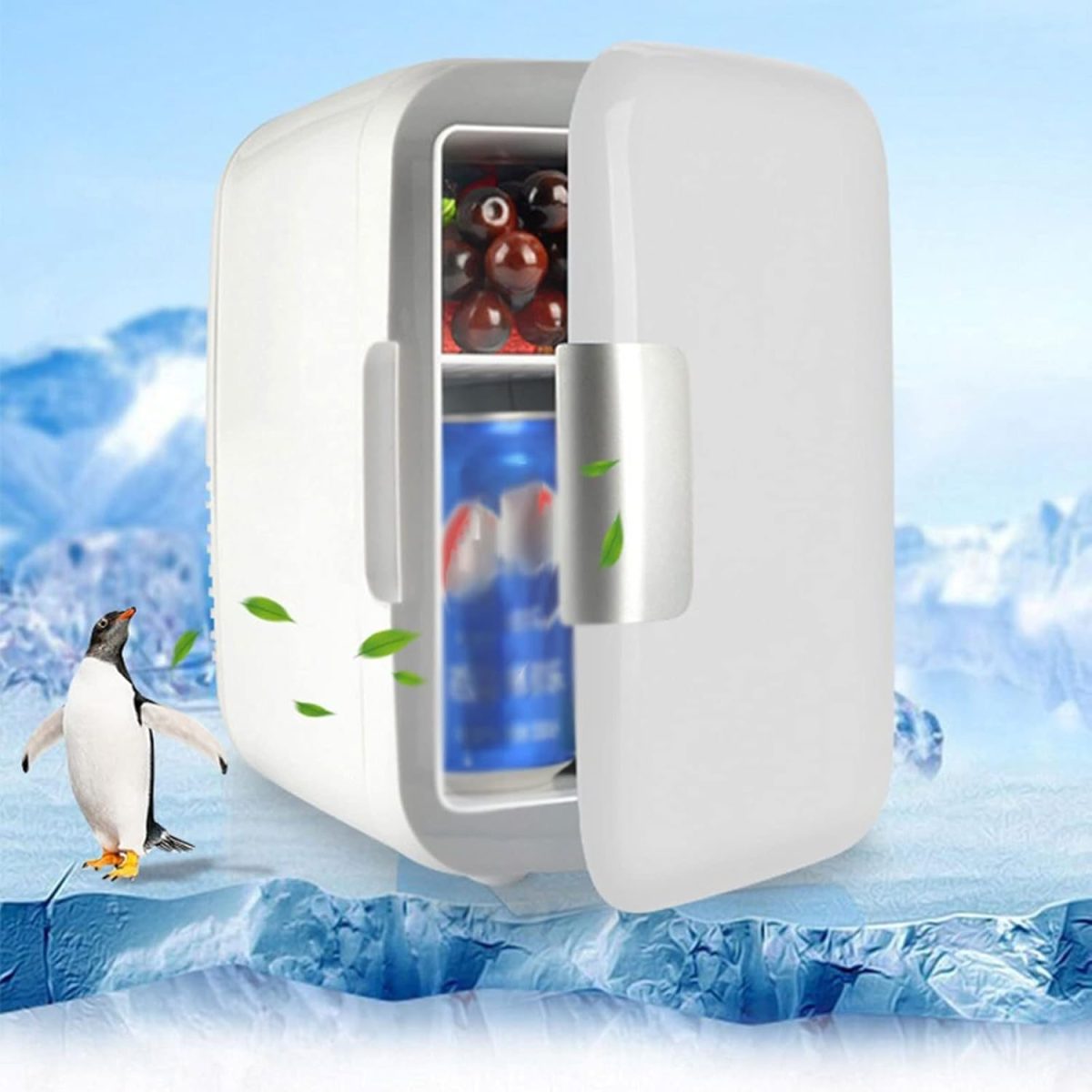 ⁦DDCVFREE Mini fridge ثلاجة مضغوطة مضغوطة متعددة الوظائف Mini جمال الوجه تجميل التجميل الثلاجة الشراب برودة فريزر الثلاجة دافئة للسيارة المنزل(White)⁩ - الصورة ⁦2⁩