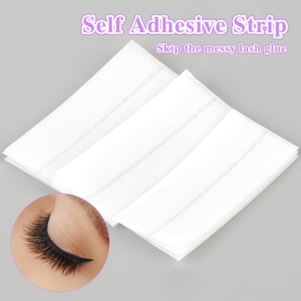 ⁦Tazweeq 40 Pcs Self Adhesive Eyelashes Strips Tape, 5D False Eyelash Self-Adhesive Strip, Waterproof Lash Buddy Glue Strip for Fluffy Mink False Eyelashes Replace⁩ - الصورة ⁦3⁩