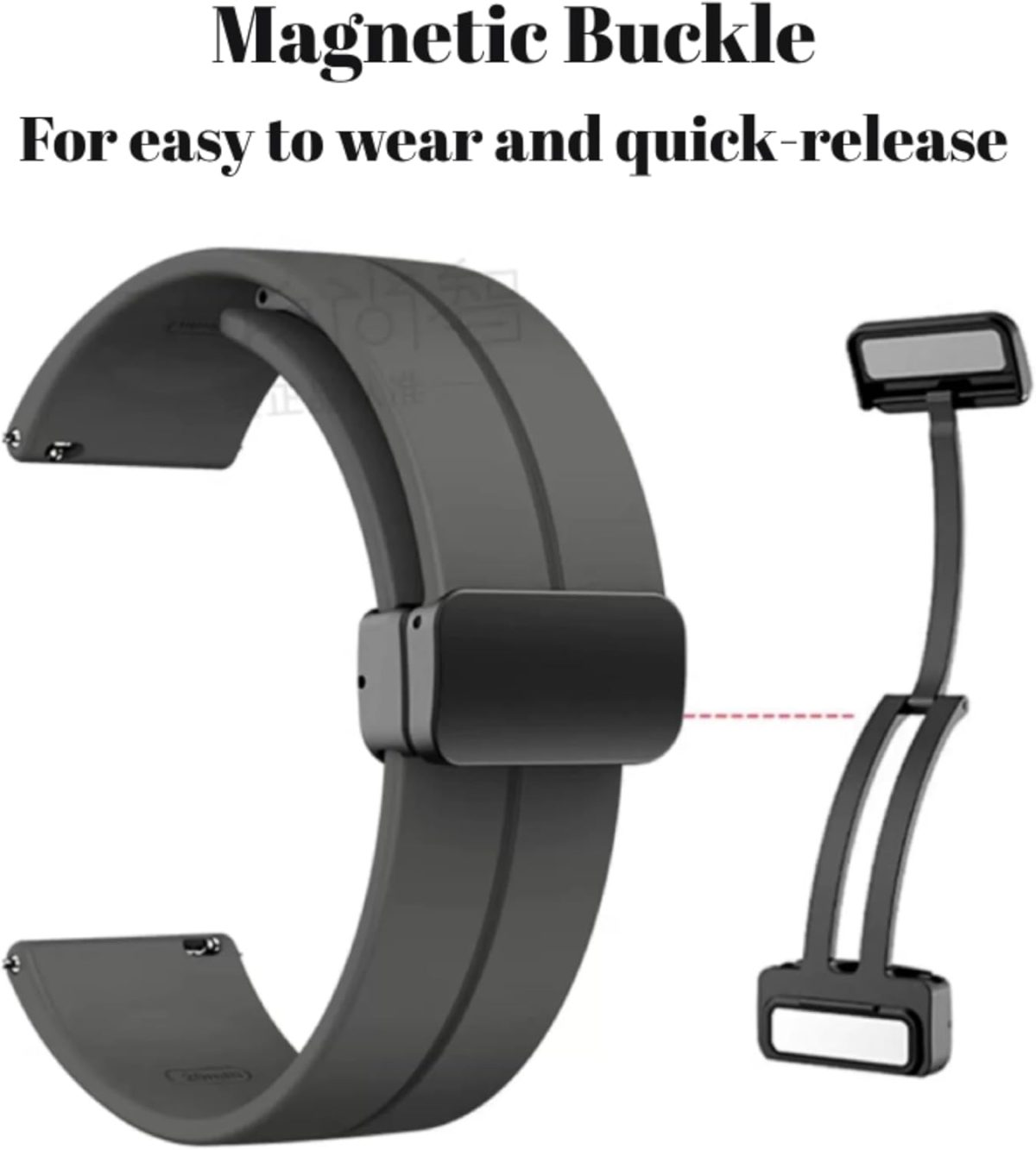 ⁦NESLIN Magnetic Band Compatible with Huawei Watch GT5/GT5 Pro 2024/GT4/Watch 4/4 Pro 46mm/GT3/GT3 Pro 46mm/GT2/GT 46mm/GT2 Pro/GT2e/GT Runner, 22mm Magnetic D-Buckle Replacement Silicone Strap⁩ - الصورة ⁦2⁩