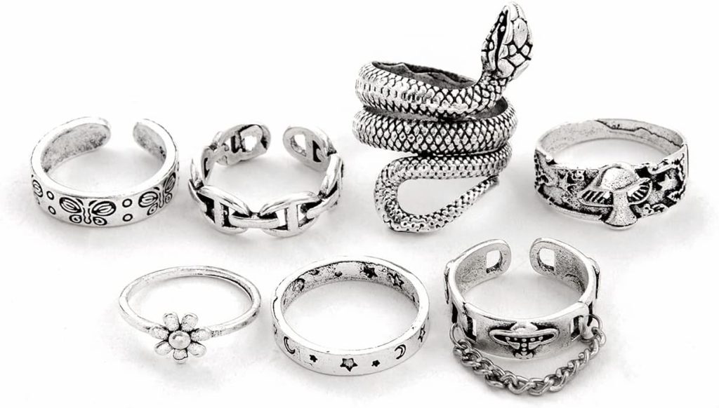 Shining Diva Fashion Latest Stylish Metal Boho Midi Finger Rings for Women and Girls - Silver
