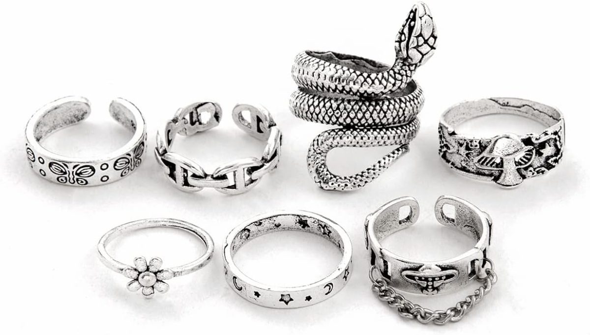 Shining Diva Fashion Latest Stylish Metal Boho Midi Finger Rings for Women and Girls - Silver
