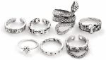 Shining Diva Fashion Latest Stylish Metal Boho Midi Finger Rings for Women and Girls - Silver