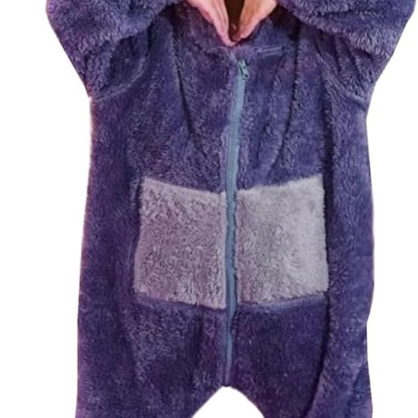 Unisex Kids Flannel Animal Onesie Pajamas,Soft Hooded Onesies Pajamas Costume, Cosplay Halloween Christmas Sleepwear Jumpsuit Homewear for Girls Boys(Purple)