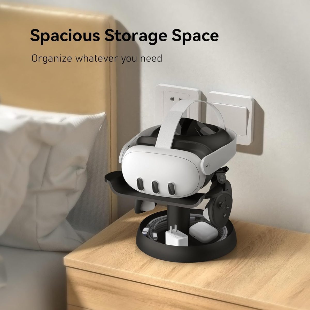 ⁦Stand Holder for Quest 3s/Quest 3/Quest 2/Pico 4/for PSVR 2/for Vision Pro, Universal VR Headset Display Dock, Stable Bracket Storage Round Base, Mount Install Easy⁩ - الصورة ⁦5⁩