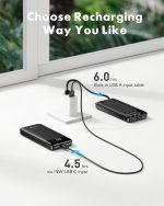 ⁦Charmast Power Bank with Built in Cable, 10000mAh USB C Battery pack 6 Outputs 2 Inputs with LED Display Type C Powerbank Portable Charger Compatible with Smartphones Tablets and More⁩ - الصورة ⁦5⁩