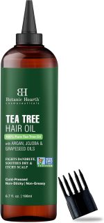 Botanic Hearth Tea Tree Oil for Hair | With Argan, Jojoba & Grapeseed Oils | Soothes Itchy Scalp & Fights Dandruff | Non GMO Verified | 200ml