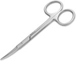 MJW Iris Scissors Fine Point 11cm 4.5" Jaw Paper Scissors Office Bandage Sharp Scissors Curved/Straight Two Shapes Available (Curved)