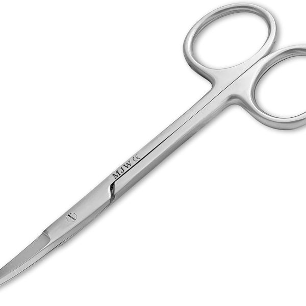 MJW Iris Scissors Fine Point 11cm 4.5" Jaw Paper Scissors Office Bandage Sharp Scissors Curved/Straight Two Shapes Available (Curved)