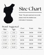 ⁦Momkonzz Girls Swimming Costumes Kids One Piece Swimsuit Straps Ruffle Swimwear Black 7-16 Years⁩ - الصورة ⁦2⁩
