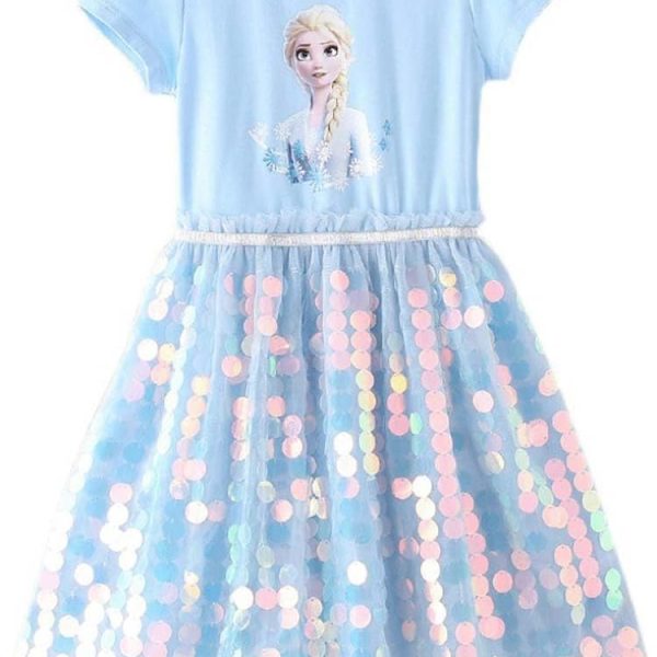Renholin Elsa Dresses Shine Summer Dress Short Sleeve Frozen Frozen Princess Ice Princess Costume Girls Kids Party Skirt