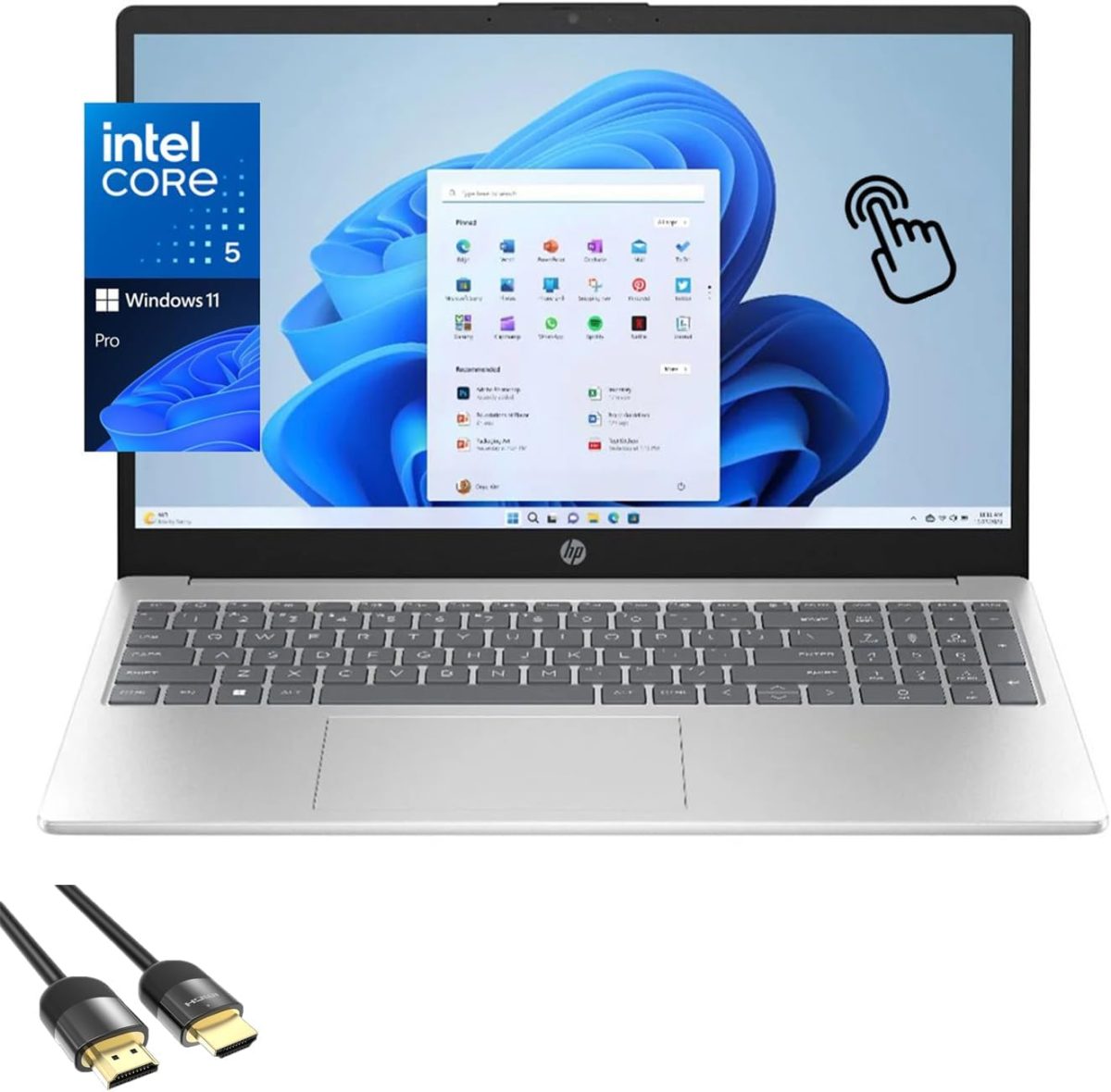 HP 15.6 inch Touchscreen Laptop, Intel Core 5 120U (Beats i7-1355U) 10-Core CPU, 32GB RAM, 1TB SSD, WiFi 6, Webcam, KeyPad, HDMI, USB-C, PDG HDMI Cable, US Version KB, Win 11 Pro