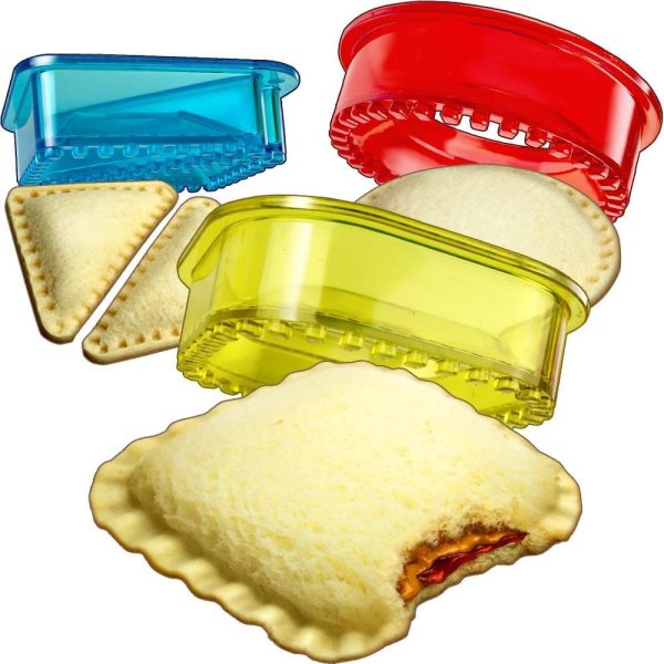 Sandwich Cutter and Sealer Set, Crustless Sandwich Maker with Triangle, Circle, Square Molds, Multi-Functional Cutter for Kids Lunch Boxes, Bento Meal Organization, 3 PCS