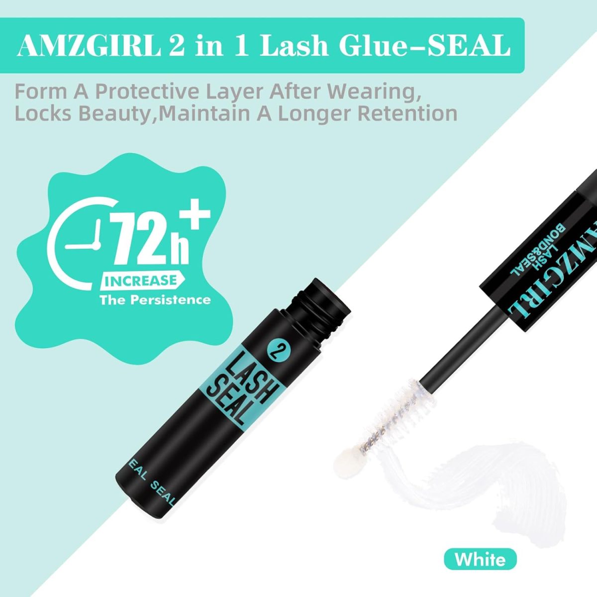⁦AMZGIRL LASH Bond and Seal Eyelash Clusters Glue House of Clusters Mascara Wall Glue 10 ml Long Lasting 72 Hours Black Eyelash Clusters Glue + Eyelash Seal 2 in 1 DIY Eyelash Clusters (Black)⁩ - الصورة ⁦4⁩