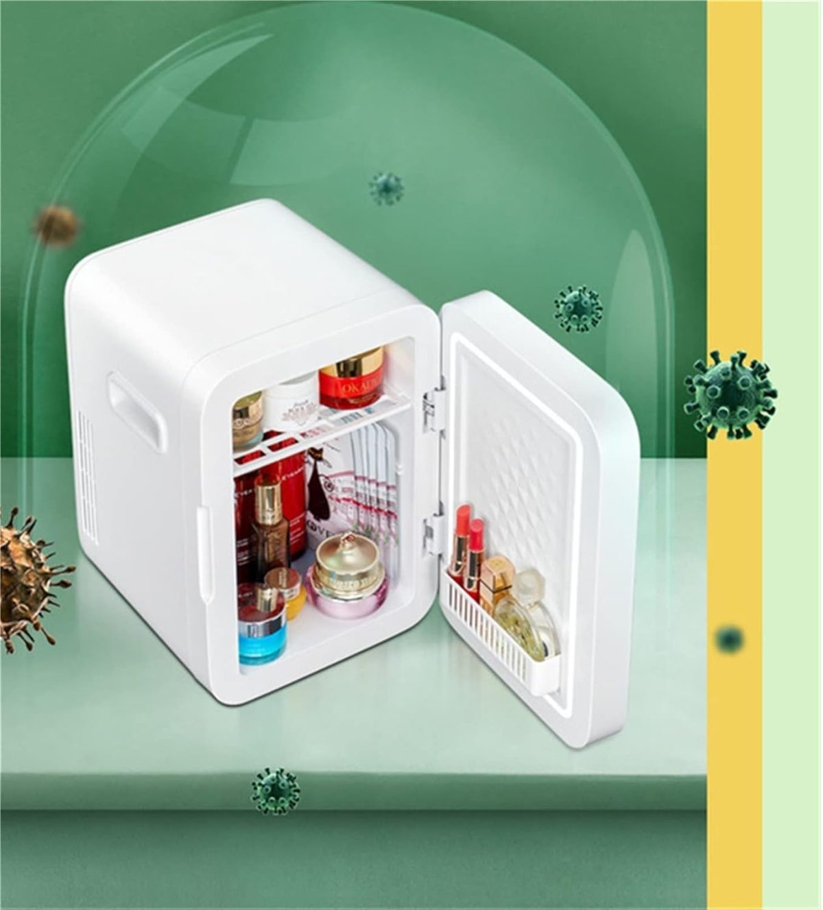 ⁦VVBNGVH Small refrigerator Mini Beauty Fridge With Mirror Light Portable Auto Desktop Makeup Refrigerator Intelligent Constant Temperature⁩ - الصورة ⁦4⁩