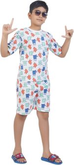 ⁦T2F Boys BYS-TSRT-SHRTS-01 DropShoulder Tshirt and Shorts Set (pack of 3)⁩ - الصورة ⁦7⁩