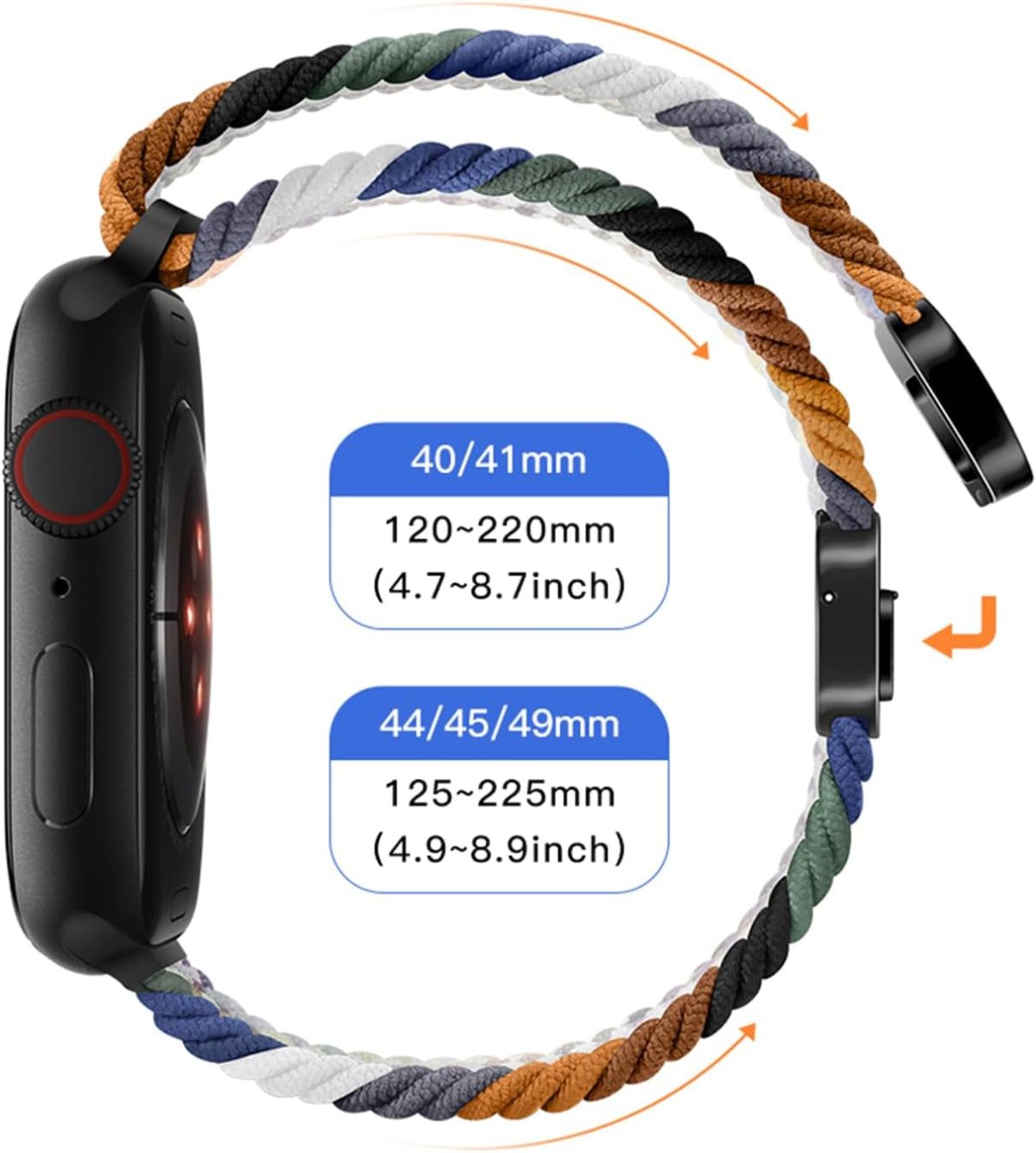 ⁦KEYSJEFF Compatible with Apple Watch Strap 45mm 44mm 42mm 41mm 40mm, Braided Nylon Sport Band Adjustable Elastics Magnetic Buckle Straps for Iwatch Series 9/8/7/6/SE/5/4⁩ - الصورة ⁦7⁩