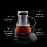 ⁦Andgogo Cold Brew Coffee Maker, Iced Coffee Maker with Airtight Lid, Cold Brew Pitcher with Removable Stainless Steel Filter for Drink Iced Coffee Hot Tea Fruit Beverage Brewing (32 oz -960ML)⁩ - الصورة ⁦5⁩
