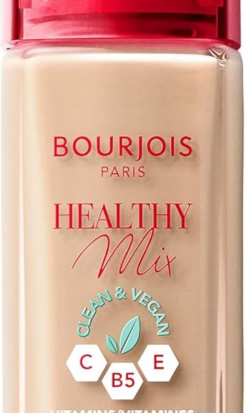 Bourjois Healthy Mix Clean Foundation – Liquid Foundation, Vegan Formula, Makeup – 51.2W Golden Vanilla, 30ml (1.1oz)