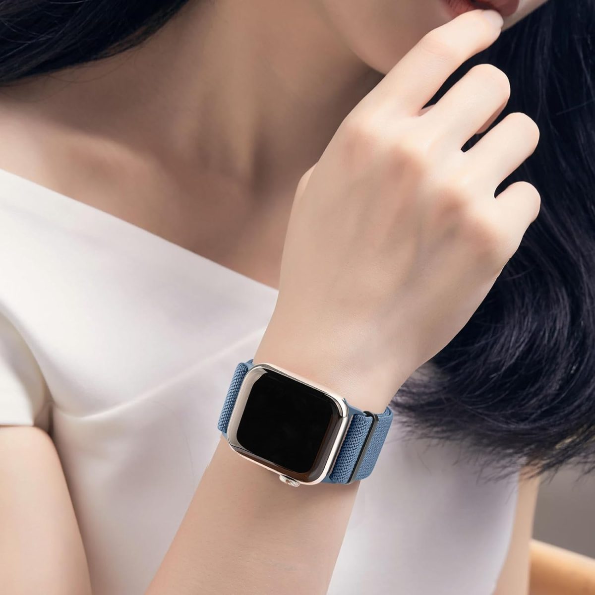 ⁦Stretchy Solo Loop Strap for Apple Watch Bands 40/38/41/42/44/45/46/49mm, Nylon Elastic Strap for iWatch Series 10 9 8 7 6 SE 5 4 3 Ultra Ultra 2⁩ - الصورة ⁦5⁩