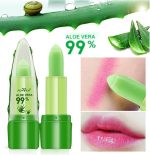⁦Skynest 3 Pack Aloe Vera Lip Balm, Moisturizing Lipstick Temperature Color Change Lipstick Long Lasting Nutritious Aloe Vera Lip Plumper Set (Green)⁩ - الصورة ⁦3⁩