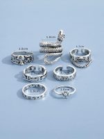 ⁦Shining Diva Fashion Latest Stylish Metal Boho Midi Finger Rings for Women and Girls - Silver⁩ - الصورة ⁦8⁩