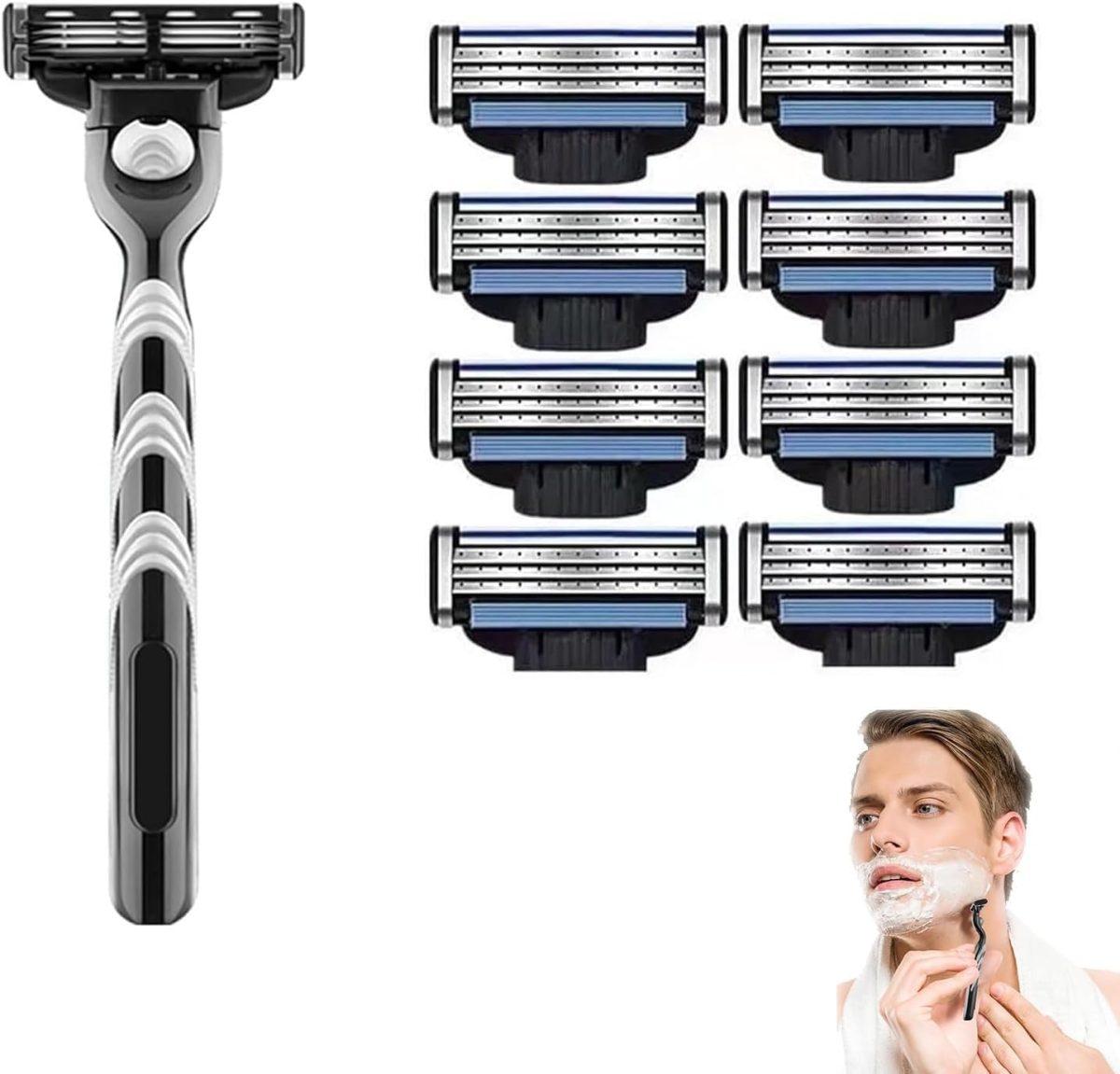 Bukela Razor Blades for Men, Mens Blade Refills, Manual Men's Refills Razors Precision Cut Blades, Professional with Dual Lubrication, Designed An Extra Close Shave, 8Pcs