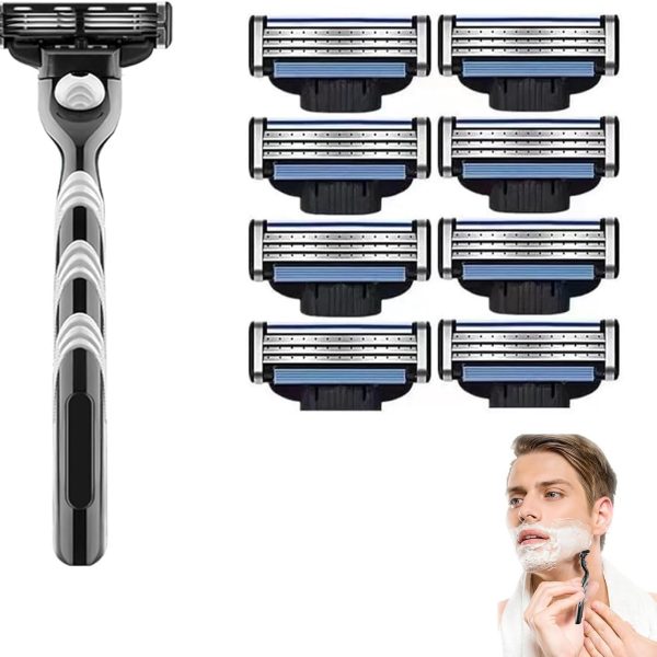 Bukela Razor Blades for Men, Mens Blade Refills, Manual Men's Refills Razors Precision Cut Blades, Professional with Dual Lubrication, Designed An Extra Close Shave, 8Pcs