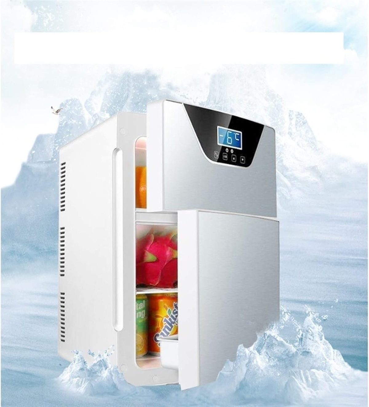 ⁦QBNZAXC Mini fridge 20L Refrigerator Mini Small Refrigerator Home Dual-use Cold And Warm -Door Refrigerator Fresh-keeping Box⁩ - الصورة ⁦2⁩
