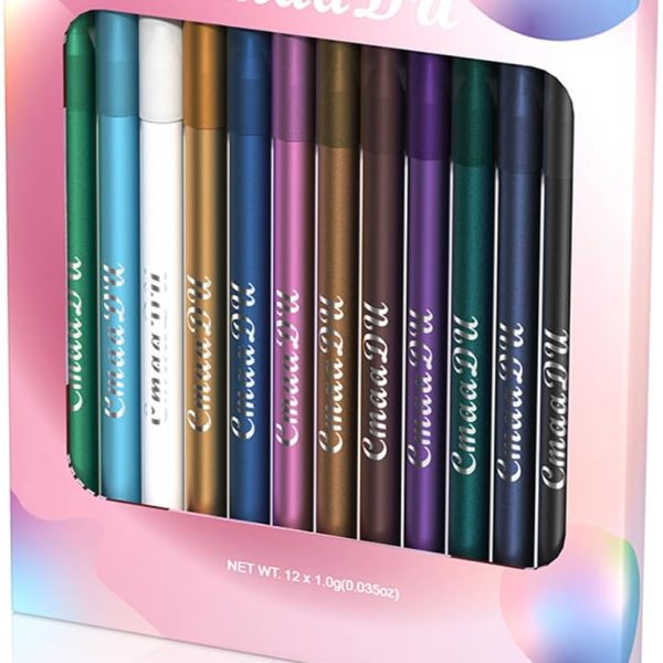 12 Colors Eyeliner Set with Two Pencil Sharpener, All in One Eye Makeup Gift Kit
