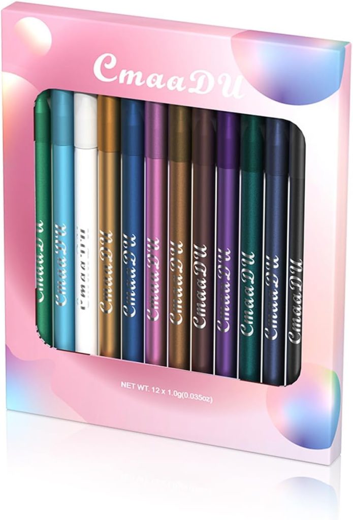 12 Colors Eyeliner Set with Two Pencil Sharpener, All in One Eye Makeup Gift Kit