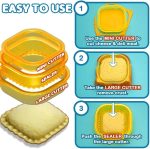 ⁦Sandwich Cutter and Sealer Set, Crustless Sandwich Maker with Triangle, Circle, Square Molds, Multi-Functional Cutter for Kids Lunch Boxes, Bento Meal Organization, 3 PCS⁩ - الصورة ⁦5⁩