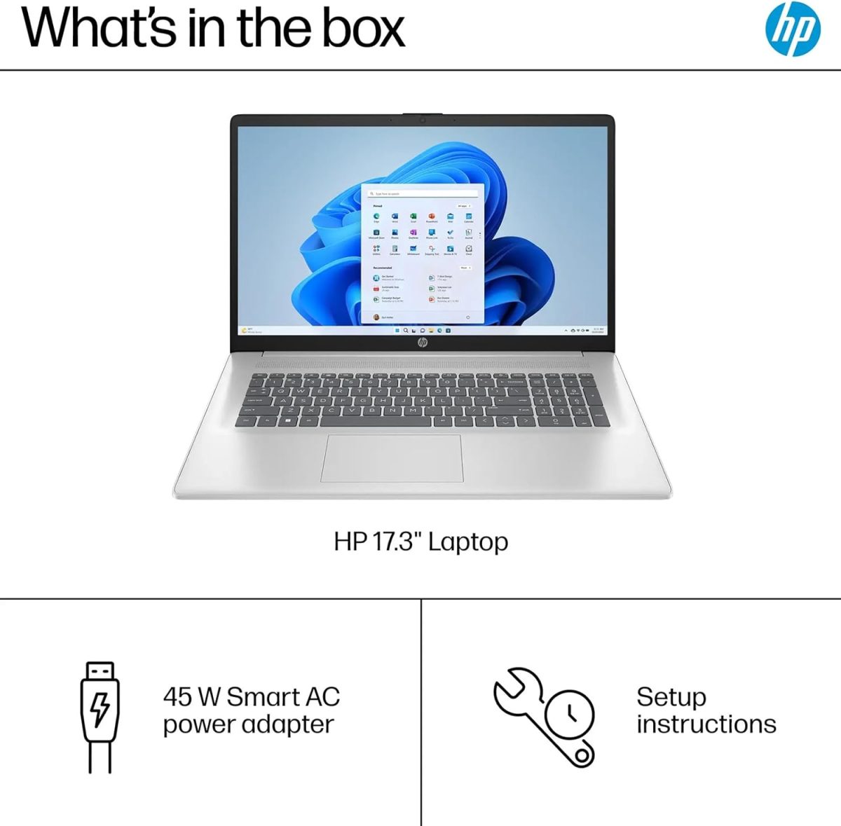 ⁦HP 17.3" 1920 x 1080 (Full HD) Laptop, AMD Ryzen 5 7430U(6 core), AMD Radeon Graphics, 16GB DDR4 RAM, 512GB SSD, HDMI, Wi-Fi 6, Bluetooth, Windows 11 S, Natural Silver, EAT 64GB USB Flash Drive⁩ - الصورة ⁦5⁩