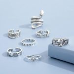 ⁦Shining Diva Fashion Latest Stylish Metal Boho Midi Finger Rings for Women and Girls - Silver⁩ - الصورة ⁦6⁩