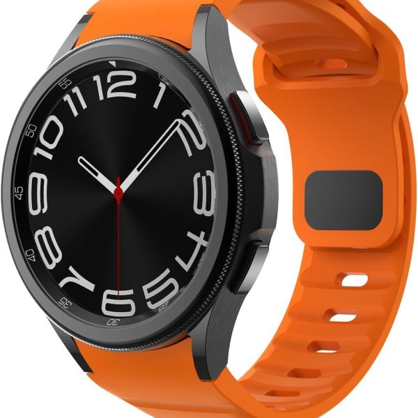 Heavy Duty Silicone Gapless Band for Galaxy Watch Band 7 FE 6 5 4 4 44mm 40mm/Galaxy Watch 6 Classic Band 47mm 43mm/Watch 5 Pro 45mm/Watch 4 Classic 46mm 42mm, Strap