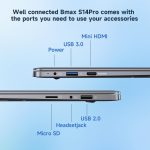 ⁦Bmax 14 inch Laptop Computer, 8GB RAM/256GB SSD, FHD IPS Display, Intel N5000 Processor, WiFi 5, BT 5.0, Long Lasting Battery, Slim Laptop⁩ - الصورة ⁦6⁩