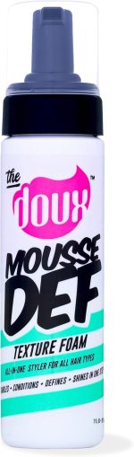 Multi-Use Mousse for Curly Hair – The Doux Mousse Def Texture Foam for Styling, Curl Definition, Volume & Shine – Curl Cream Alternative for African Hair & Natural Hair Styles