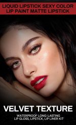 ⁦Luxury 5-Piece Lip Makeup Set - Velvet Matte Lipstick, Waterproof Long-Lasting Lip Gloss, Silky Smooth Lip Liner, Full Coverage Lipstick, Sexy Color, Perfect for Everyday Wear & Special Occasions⁩ - الصورة ⁦3⁩