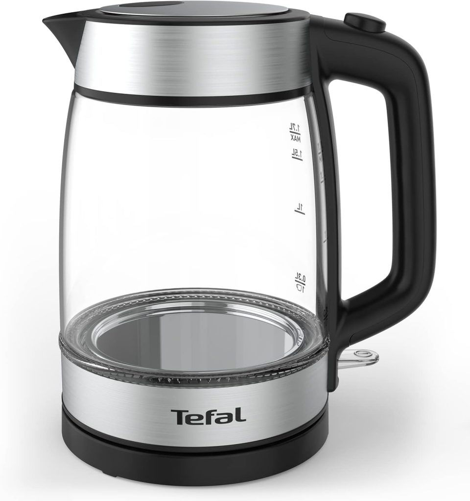 TEFAL Kettle | 1.7 L Glass Electric Kettle | 1850-2200 W | Concealed Heating Element | Cordless 360° Design | Removable Anti-Scale Filter | Precision Spout | 2 Years Warranty | KI700827
